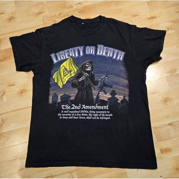 Liberty or Death Grim Reaper 2nd Amendment USA‎ Mens Medium T Shirt - Picture 1 of 4